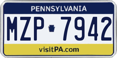 PA license plate MZP7942
