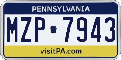 PA license plate MZP7943