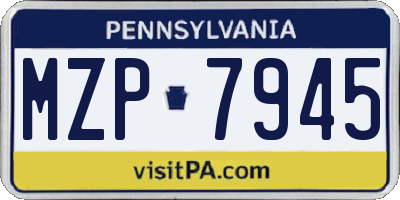 PA license plate MZP7945