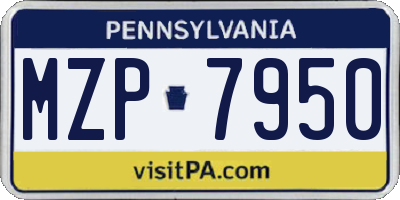 PA license plate MZP7950