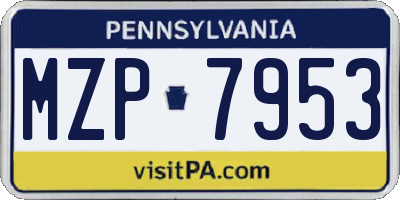 PA license plate MZP7953