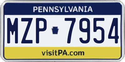 PA license plate MZP7954