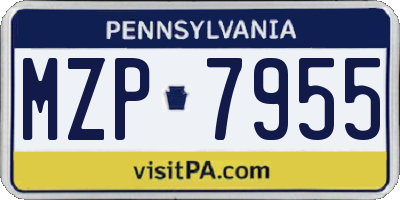 PA license plate MZP7955