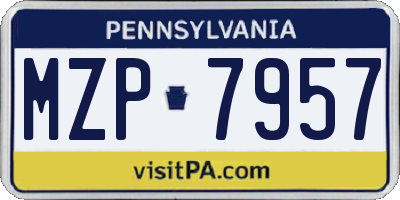 PA license plate MZP7957