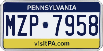 PA license plate MZP7958
