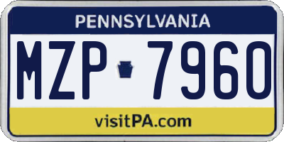 PA license plate MZP7960