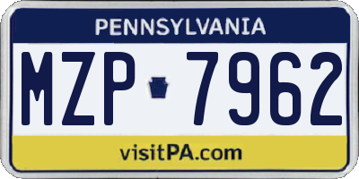 PA license plate MZP7962