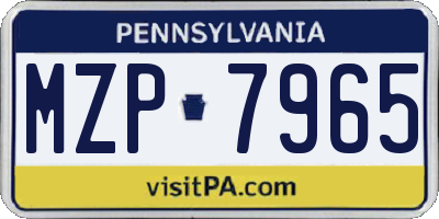 PA license plate MZP7965