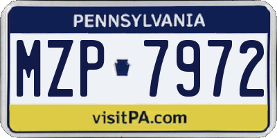 PA license plate MZP7972