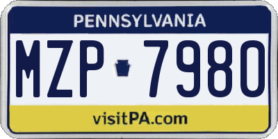 PA license plate MZP7980
