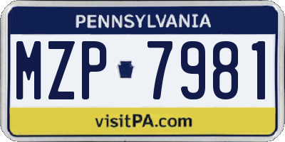 PA license plate MZP7981