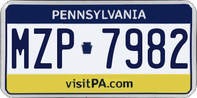 PA license plate MZP7982