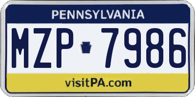 PA license plate MZP7986