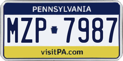 PA license plate MZP7987