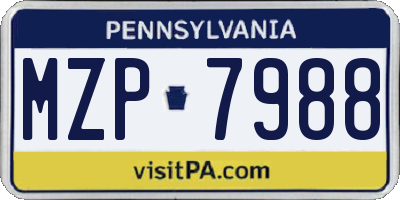PA license plate MZP7988