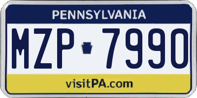 PA license plate MZP7990