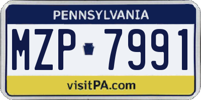 PA license plate MZP7991