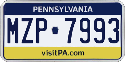 PA license plate MZP7993