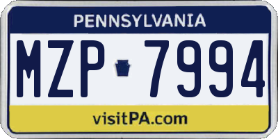 PA license plate MZP7994