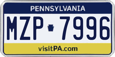PA license plate MZP7996