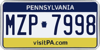 PA license plate MZP7998