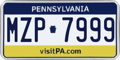 PA license plate MZP7999