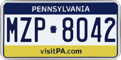 PA license plate MZP8042