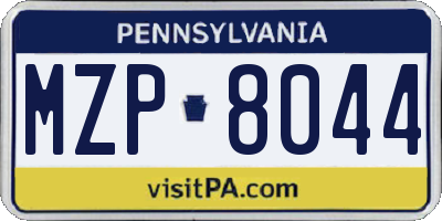 PA license plate MZP8044
