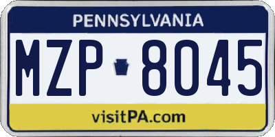 PA license plate MZP8045