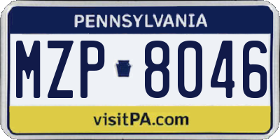 PA license plate MZP8046