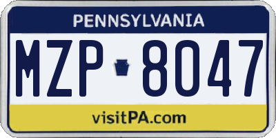 PA license plate MZP8047