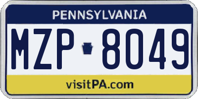 PA license plate MZP8049