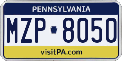 PA license plate MZP8050