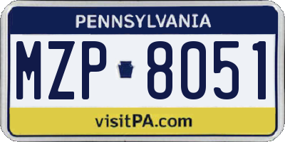 PA license plate MZP8051