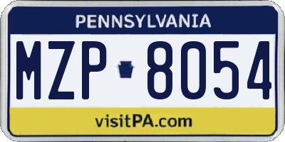 PA license plate MZP8054