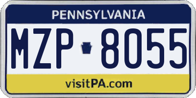 PA license plate MZP8055