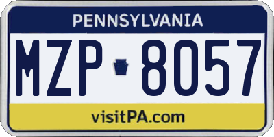 PA license plate MZP8057