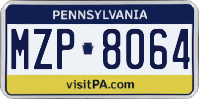 PA license plate MZP8064