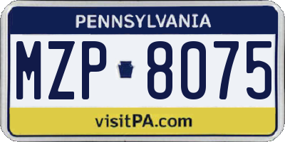 PA license plate MZP8075