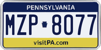 PA license plate MZP8077