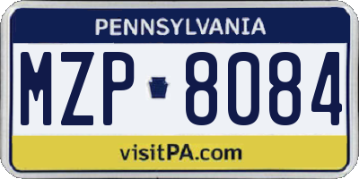 PA license plate MZP8084