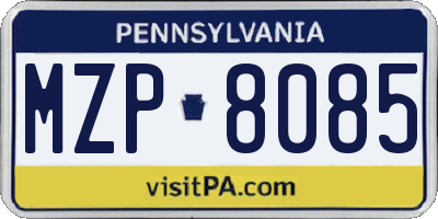 PA license plate MZP8085