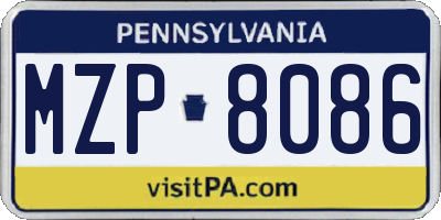 PA license plate MZP8086