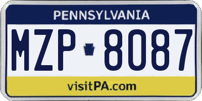 PA license plate MZP8087