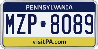 PA license plate MZP8089