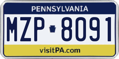 PA license plate MZP8091