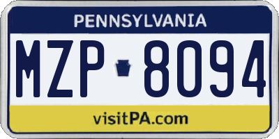PA license plate MZP8094