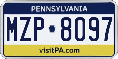 PA license plate MZP8097