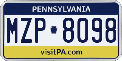 PA license plate MZP8098