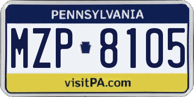 PA license plate MZP8105